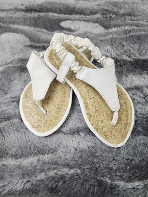Healthtex Girls Toddler White Bow Flat Beach/Summer Open Toe Sandals Size 7 - Image 1 of 4