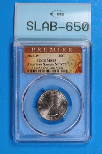 2020-W AMERICAN SAMOA 25C WASHINGTON QUARTER DOLLAR PCGS MS65 SLAB-650 - Picture 1 of 2