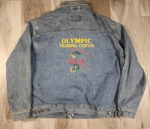 Vintage USA Olympics Training Center Colorado Jeansjacke Herren XL 90s Distress - Bild 1 von 18
