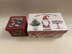 Decorative CHRISTMAS Holiday Boxes Lindy Bowman Snowman + Suzanne Nicoll Gnome - Picture 1 of 18