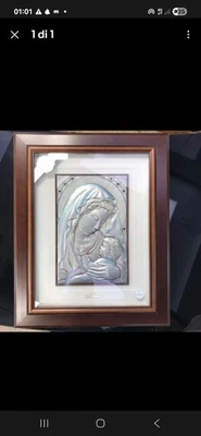 QUADRO , Madonna Con Bambino  lastra in argento 925, LAVORATO A MANO Studio acca - Immagine 1 di 4