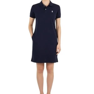 Polo Ralph Lauren Kleid Damen Medium Navy Blau Poloshirt Piqué Baumwolle Freizeit - Bild 1 von 12