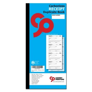 Cherry NCR Receipt Duplicate Book 140mm x 297mm | 200 Numbered Receipts  50 Sets - Picture 1 of 2
