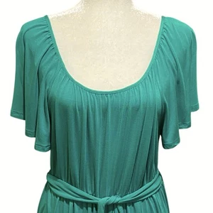 Vestido Jersey Tejido Mujer M/L Turquesa Elastizado Campesino Boho Raglán Mangas Cinturón - Imagen 1 de 7