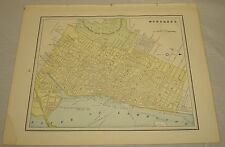 1891 Antique Color MAP of MONTREAL, QC, b/w HALIFAX, NS
