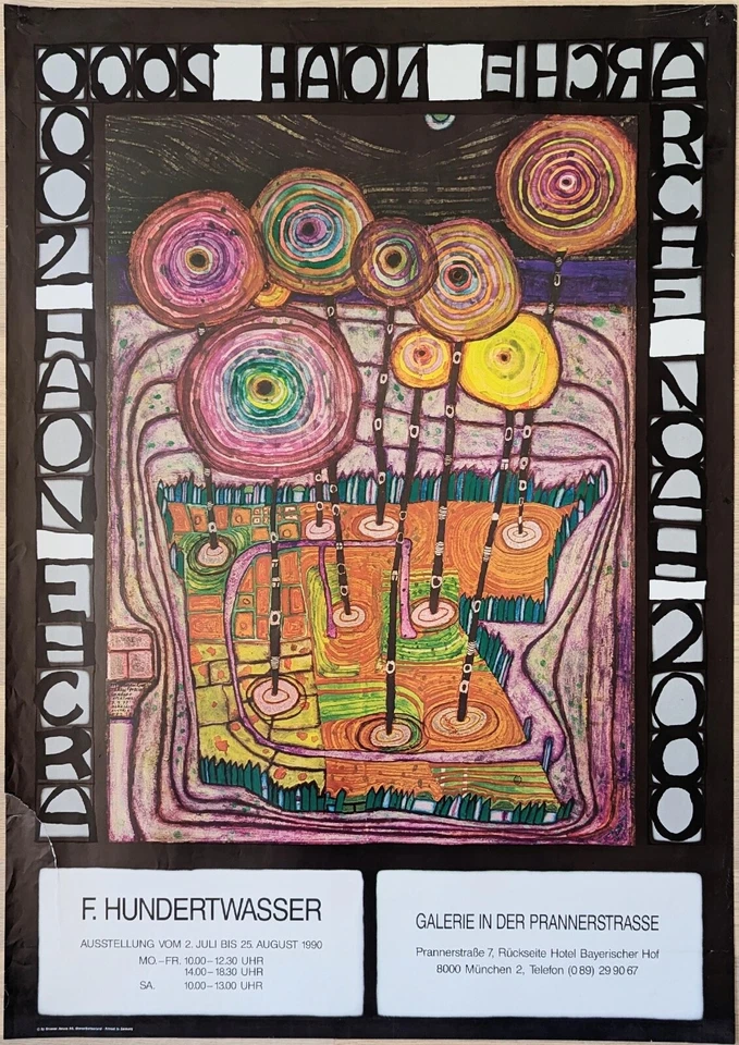 Poster Plakat - Friedensreich Hundertwasser - Arche Noah - München 1990 - Bild 1 von 1