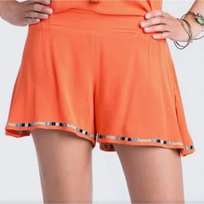 Miss Me Orange Women's Shorts Geometric Trim Flowy Loose Size M - Image 1 of 4