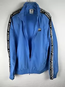 Adidas Blue And White Windbreaker Light Jacket Size M Men - Picture 1 of 10