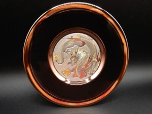 Art of CHOKIN Chinese Dragon Collectors Plate, Black with Gilded Gold & Silver - Bild 1 von 2