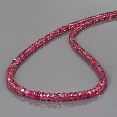 Collar para mujer con cuentas de 3 mm de piedras preciosas de espinela roja natural extraída de tierra de 18"  Foto 1 de 4