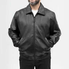 NEW Mens Whet Blu Genuine Leather Jacket Soft Classic Regular Fit Black USA