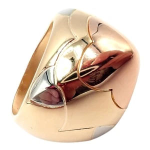 Authentic! Bvlgari Bulgari 18k Yellow White Rose Gold Tricolor Pyramid Ring sz 6 - Picture 1 of 17