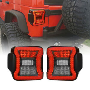 2X LED Tail lights Rear Running Brake Turn Lamp For 2007-18 Jeep Wrangler JK JKU