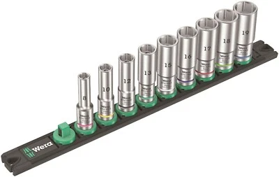 Wera Zyklop Magnetic Socket Rail B Deep 1 Set 3/8" Drive 9 Pieces 05005440001 - Image 1 of 4