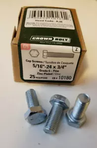 Chiusura bullone vite filo esadecimale 25 qty 5/16"-24 x 3/4 grado 5 zinco SAE - Foto 1 di 2