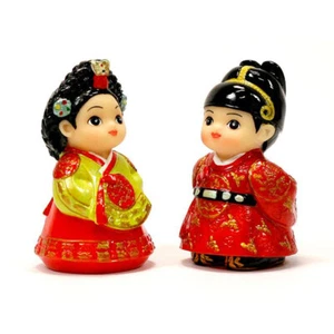 Korean Traditional Folk Doll Joseon King & Queen 'Red End of the Sleeve' Figure - Picture 1 of 7