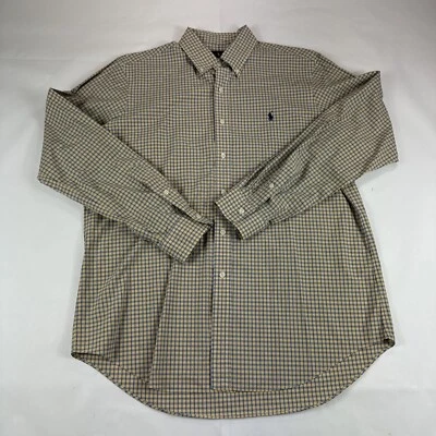 Ralph Lauren Tartan Shirt Mens L Yellow Long Sleeve Button Up Blue Pony Preppy - Image 1 of 4