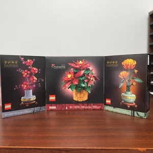 LEGO Botanicals: Poinsettia 10370, flor de ciruelo 10369, crisantemo 10368 nuevo en caja - Imagen 1 de 2