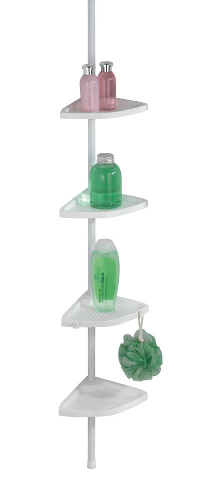 WENKO Easy Teleskop Duschecke mit 4 Ablagen - Weiß (3208010100)
