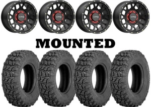 Kit 4 Sedona Coyote Tires 28x10-14 on KMC KS135 Grenade Black Wheels FXT - Picture 1 of 5
