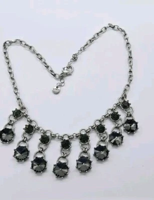 Collar Cristal Loft Tono Plateado Gris Estrás Declaración Pasarela 19 pulgadas Foto 1 de 4