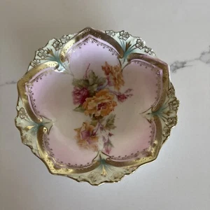 ORIGINAL RS Prussia Red Marked Porcelain Floral Roses Bowl Germany 5.5" - Picture 1 of 19
