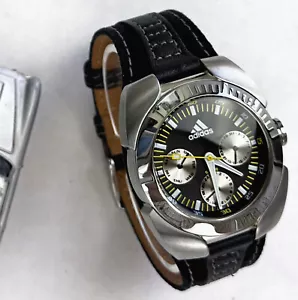 adidas Stainless Steel Case Day Date 24H Subdials Leather Nylon Strap 38mm Watch - Picture 1 of 5