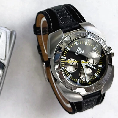 Reloj Adidas Caja Acero Inoxidable Día Fecha 24H Subesferas Cuero Nylon Correa 38mm Foto 1 de 4