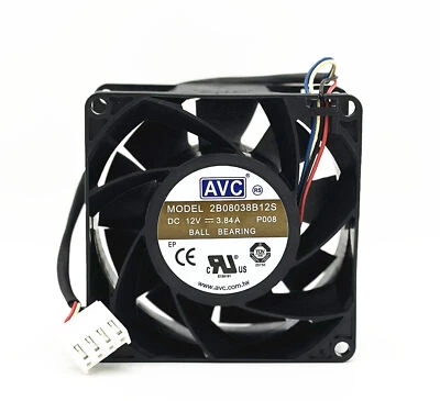 AVC 2B08038B12S 12V 3.84A 8038 8CM 4-pin PWM server high air volume fan - Image 1 of 4