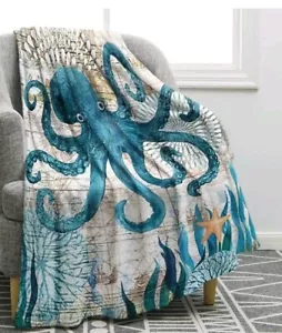 New! Nautical Jekeno Theme Under the Sea Octopus 60" x 50" Soft Throw Blanket - Picture 1 of 7
