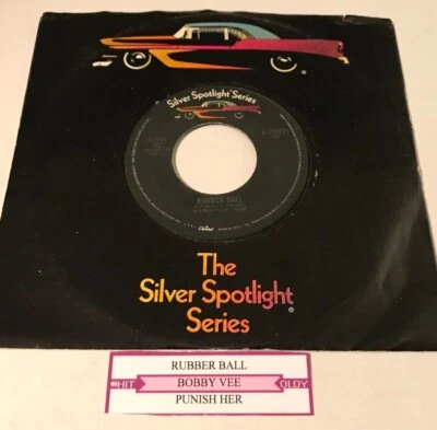 BOBBY VEE~Rubber Ball / Punish Her~45 rpm record w/jukebox title strip. - Image 1 of 3