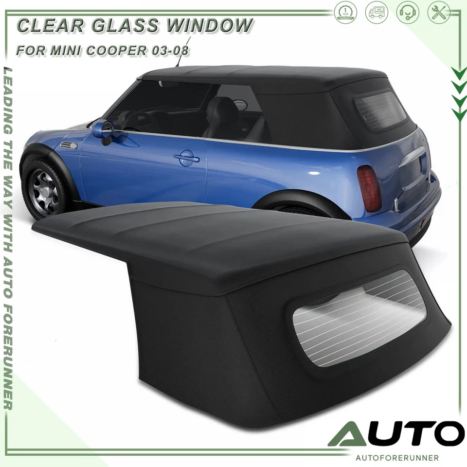 Black for Mini Cooper 2003-2008 Convertible w/ Glass Window Convertible Soft Top Foto 1 de 4