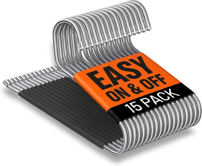 Pants Hangers for Men- 15 Metal Pant Hangers Non Slip Open Ended Trouser Hanger - Image 1 of 4