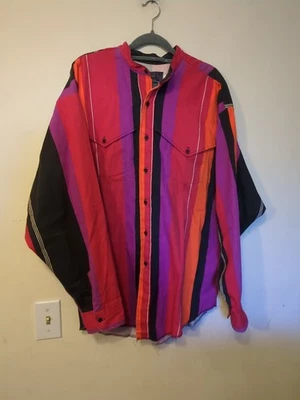 Vintage Panhandle Slim Bright Western Button Down Striped Longsleeve Men's L - Image 1 of 4