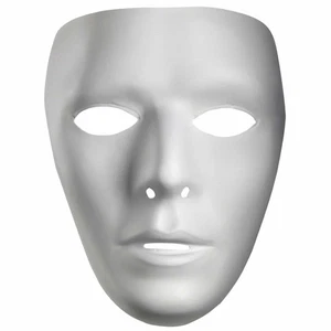 Blank Male Drama Theatre PVC White Adult Mens Costume Half Mask - Picture 1 of 1