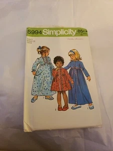 Vintage Simplicity Sewing Pattern #5994 Childs Robe and Nightgown. Size 3 Uncut - Picture 1 of 6