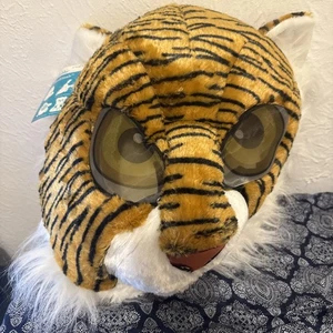Maskimals Maschera Tigre Costume Uomo Arancione Testa Grande Adulto Maschera Viso Nuovo - Foto 1 di 6