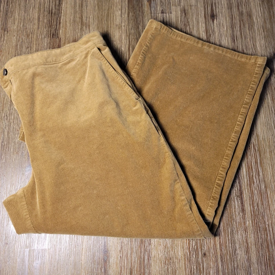 Eileen Fisher Stretch Organic Cotton Corduroy Wide Leg Ankle Sz XL Golden Leaf - Image 1 of 4