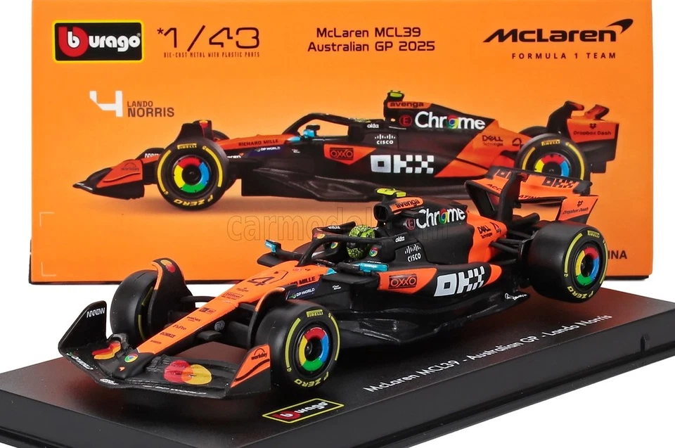 1/43 BURAGO - McLAREN - F1 MCL39 TEAM MCLAREN N 4 WORLD CHAMPION 18-38249-N