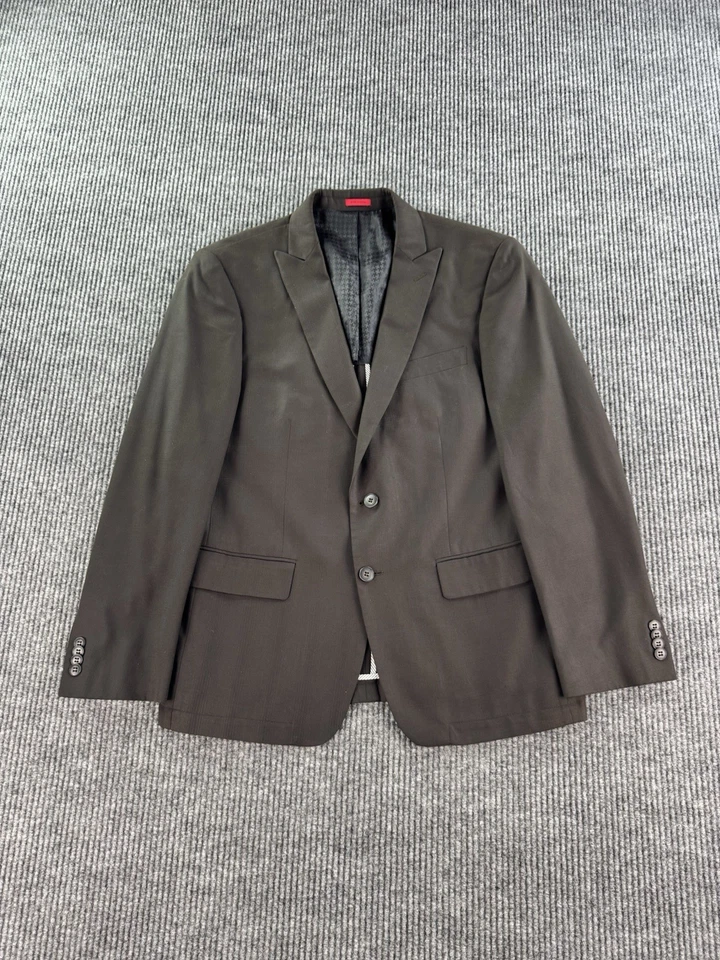 John Varvatos EE. UU. Traje Chaqueta 42 R Taupe Poliéster Rayón Cuadros Diseñador Deporte Foto 1 de 4