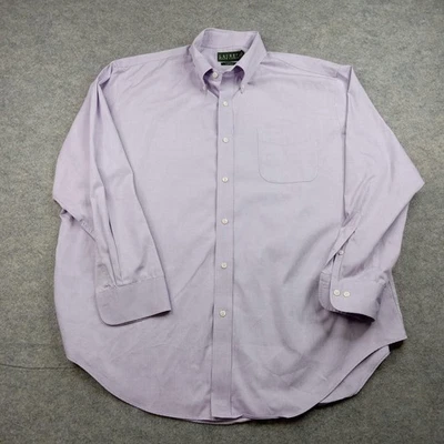 LRL Ralph Lauren 正装衬衫男式 18 34/35 紫色经典合身非铁色 — 第 1/4 张图片