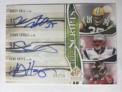 2009 SP Triple Scripts Korey Hall Shawn Crable Geno Hayes Auto 20/50!! - Image 1 of 2