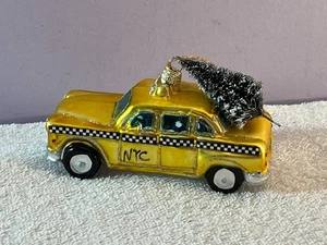 Weihnachtsschmuck Glas New York City Taxi mit Baum drauf AA930 - Bild 1 von 5