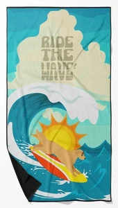 Surfer Dog Gold Golden Retriever Premium Beach Towel Oversized Towel Beach - Picture 1 of 6