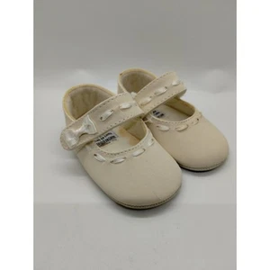 Vintage Gold Bug Infant Baby Dress Booties Shoes - Size 1 - Cracking - Doll Shoe - Picture 1 of 9