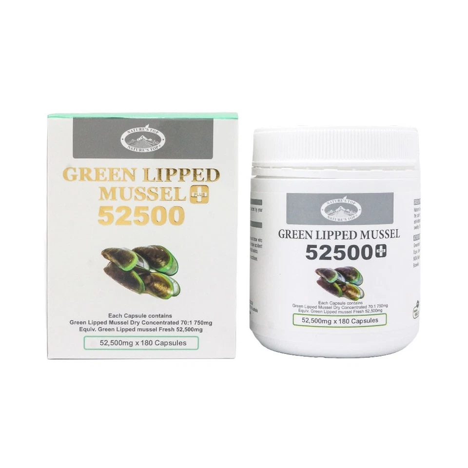 Nature’s Top Green Lipped Mussel+ 52500mg 180 Capsules - Image 1 of 4