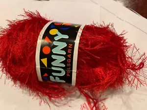 1 Skein FUNNY Eyelash Yarn Lux / Pelsgarn 50g 56m 100% Polyester Red - Picture 1 of 3
