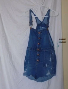 Girls Denim Shortalls Short Overalls Bibs Size large 11/13 - Picture 1 of 2