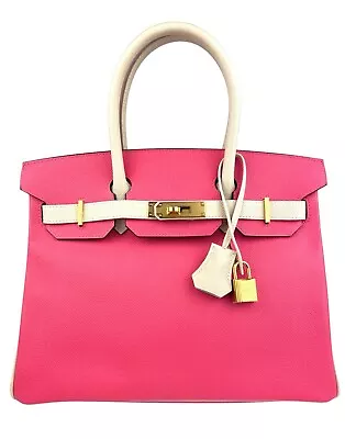 Hermes Birkin 30 Special Order  Pink Rose Azalee Craie Beige White Gold Hardware - Image 1 of 4