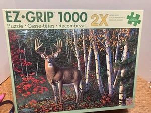 EZ GRIP 1000 2X LARGER PIECES PUZZLE BUCK DEER WHITETAIL AUTUMN SENTINEL 39X27 - Picture 1 of 4